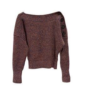 Banana Republic Multicolored Knit Boat Neck Button Shoulder Sweater Size S